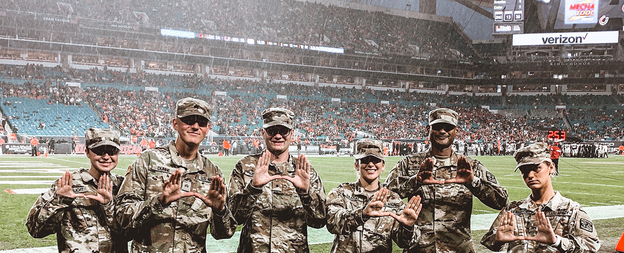 UM's Army ROTC was recognized in Miami's homecoming game at Hard Rock Stadium.